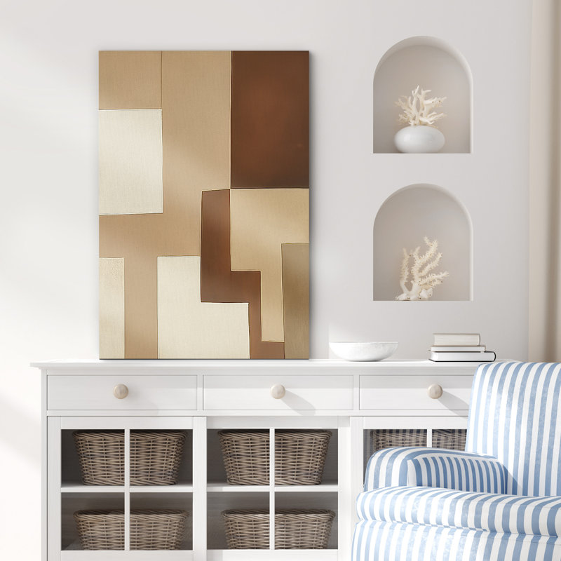 Reproduction d'art sur toile - Œuvre abstraite, décor moderne neutre pour le salon, Ne s’applique pas, H 18 po x l 12 po
