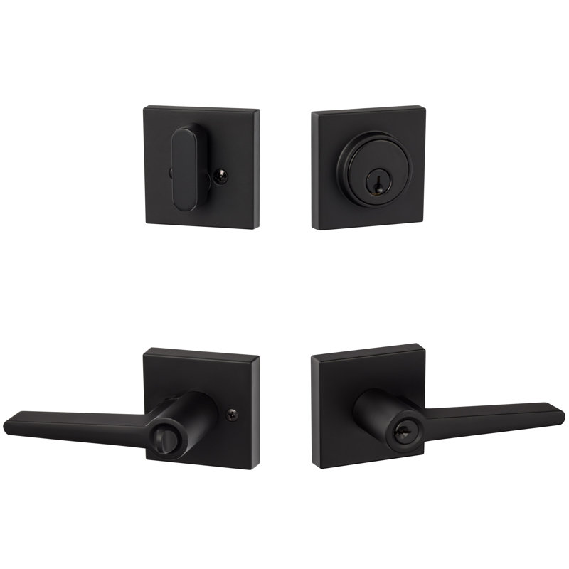 Basel Square Entry Lever With Deadbolt Combo, Flat Black