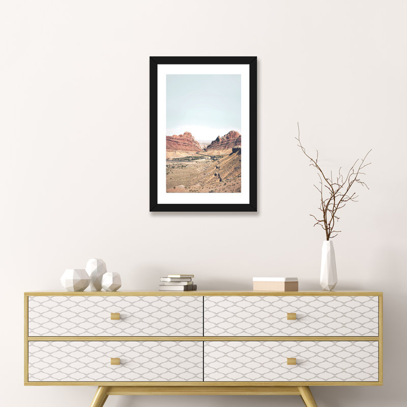 Photographie « arizona road », H 24 po x l 16 po x P 1 po, Papier avec cadre noir