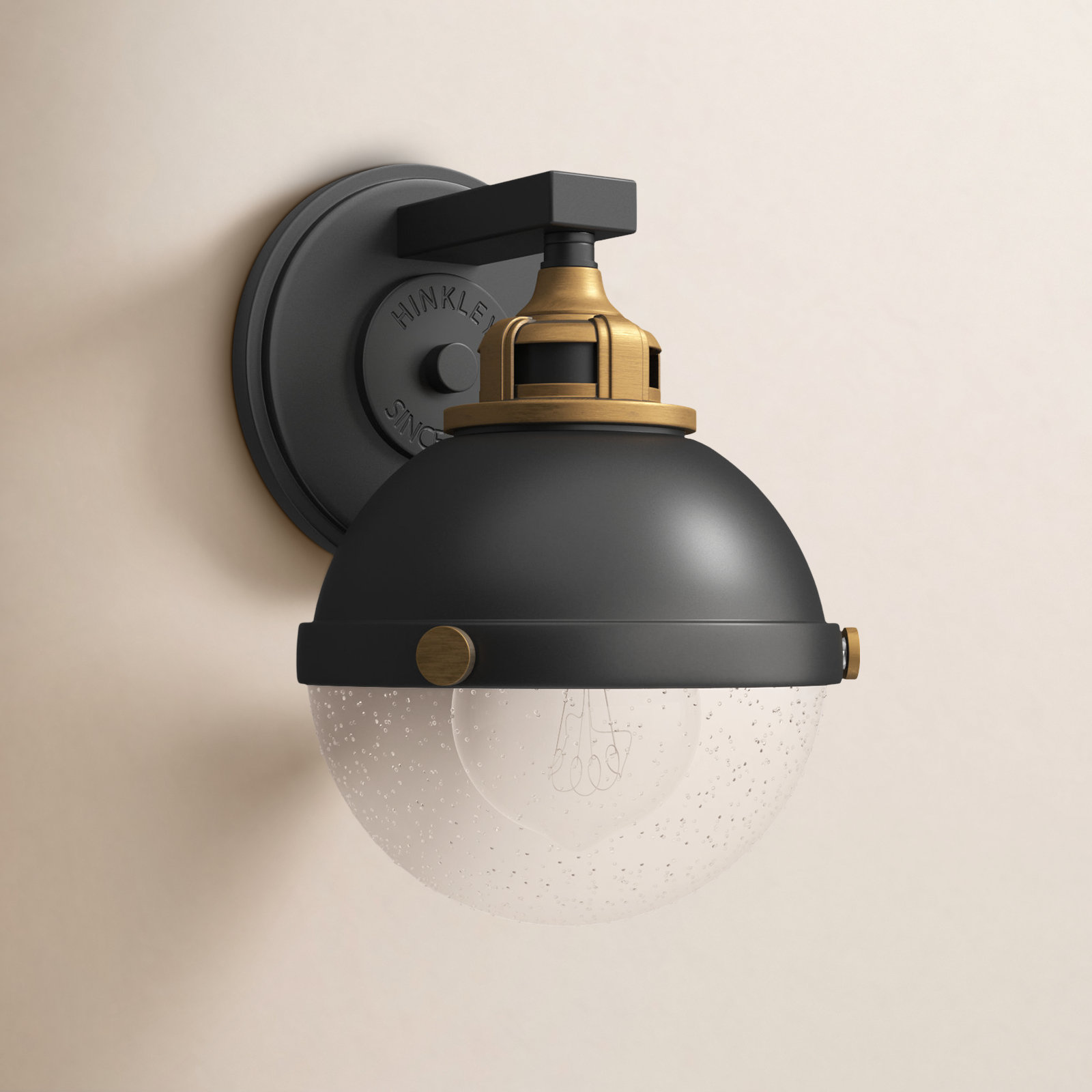 Kyoto Single Light Glass Dimmable Armed Sconce, Black