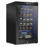 Schmecke 24 Bottle Compressor Wine Refrigerator, Freestanding Wine Cooler with Lock, Black
