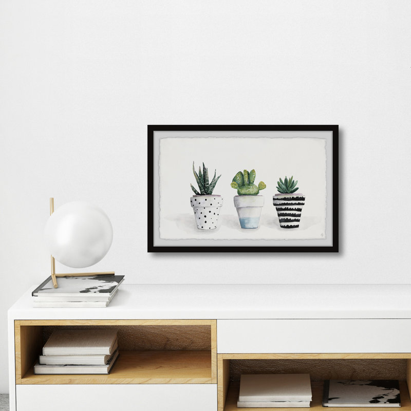 «Succulent Trio II», reproduction encadrée, H 24 po x l 36 po