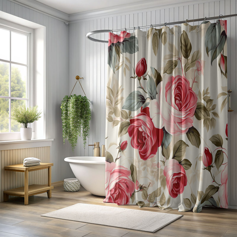 Rideau de douche standard 1 pièce, H 74 po x l 71 po, Whispered Bloom