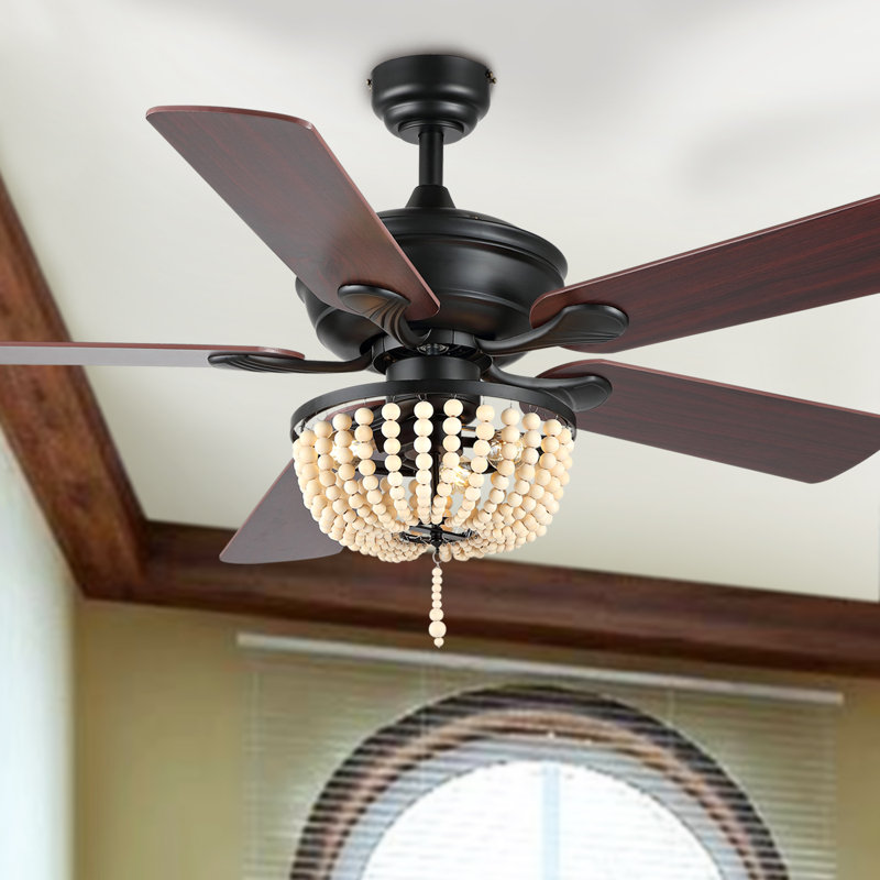 Ventilateur de plafond à 5 pales de 52 po avec télécommande et ensemble d'éclairage inclus Bristal, Noir