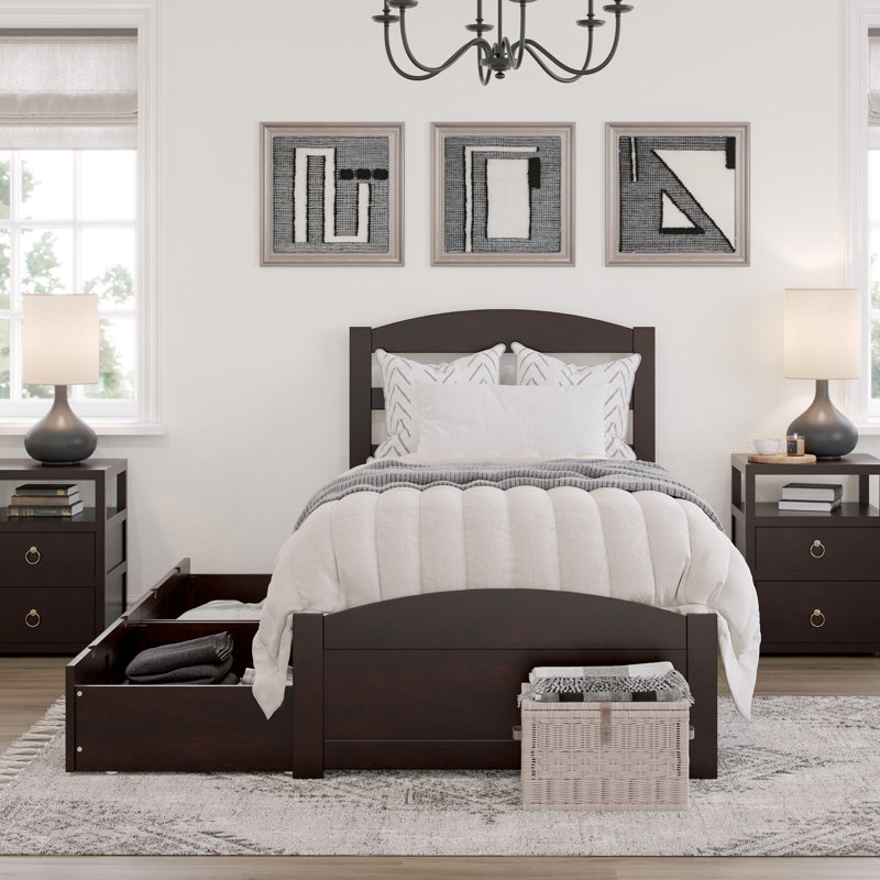 Elliana Solid Wood Slat Storage Bed, Twin, Espresso