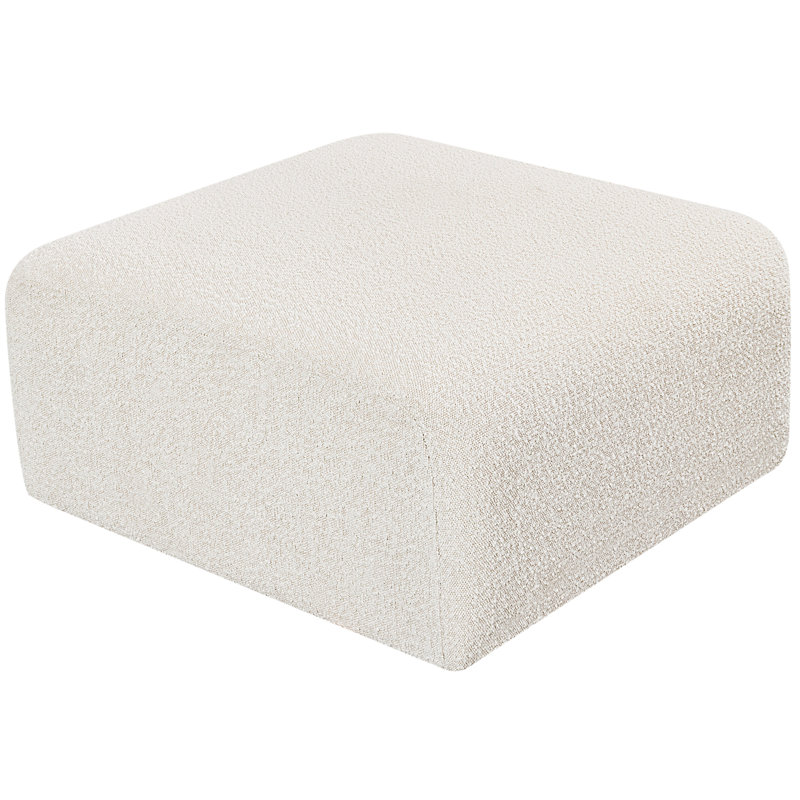 Hisanaga Upholstered Ottoman, Cream Boucle Fabric