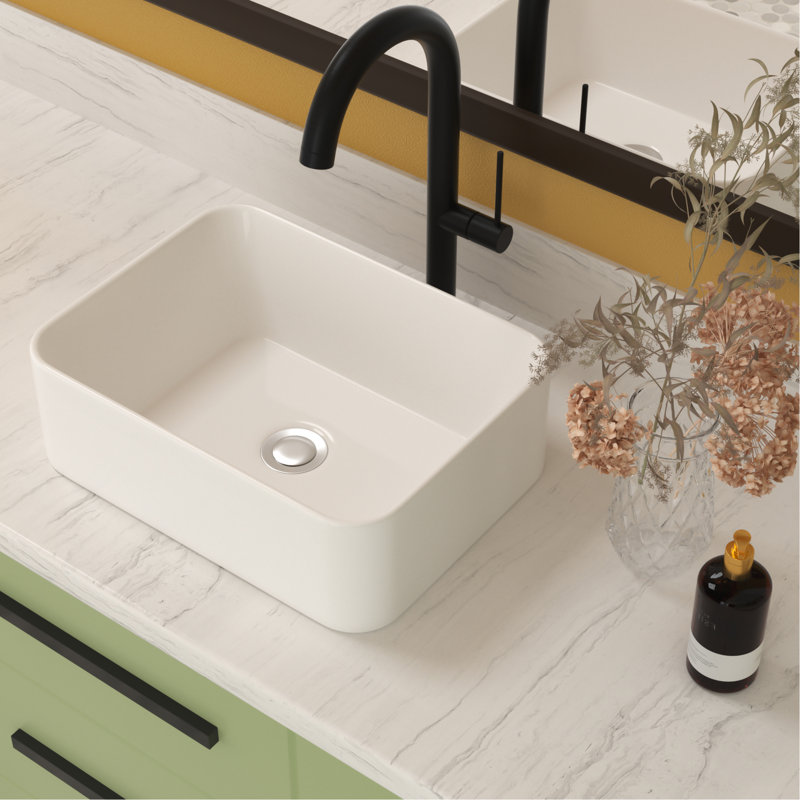 Lavabo vasque de salle de bain moderne 16 po x 12 po en céramique - blanc