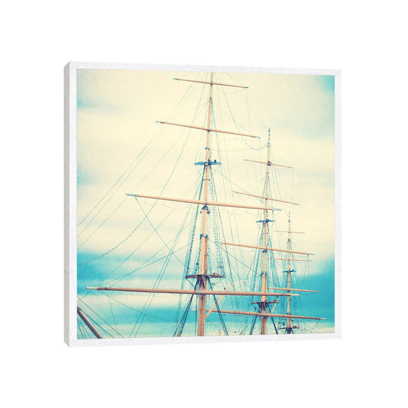Masts by Caroline Mint - Print on Canvas, 45.72 cm H x 45.72 cm W, White Framed