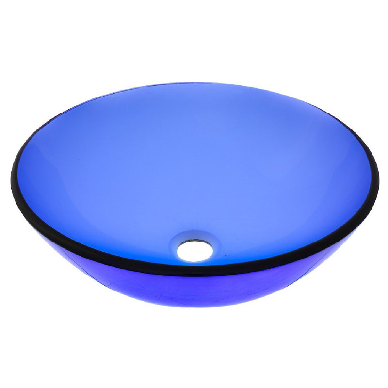 Novatto 16.5'' Glass Circular Bathroom Sink, Brushed Nickel