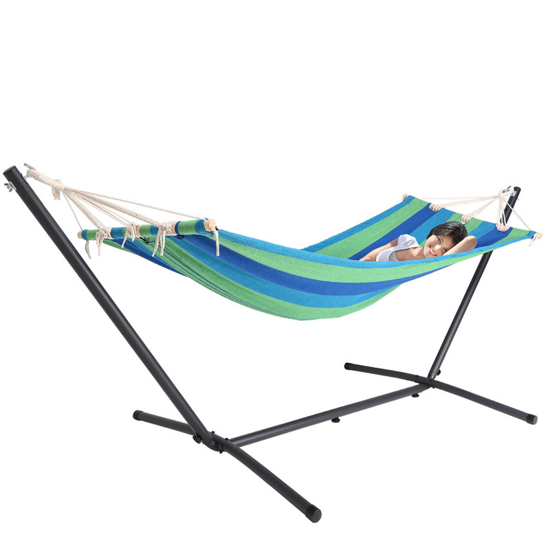 Arseniy Spreader Bar Hammock with Stand, Green/Blue