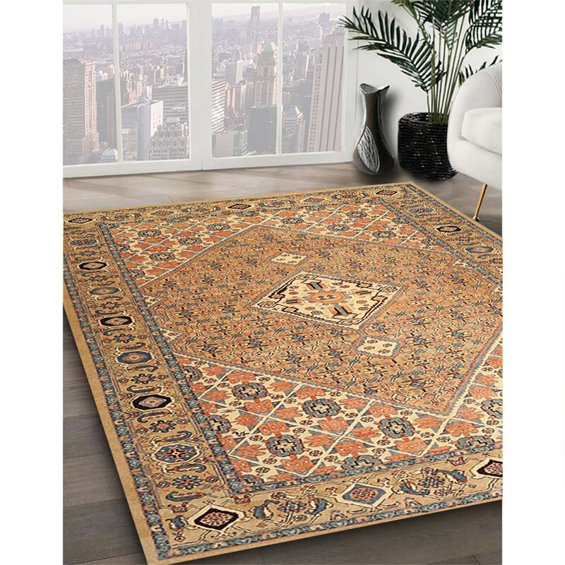 Tapis oriental multicolore tissé à la machine Oriental, Carré 3 pi