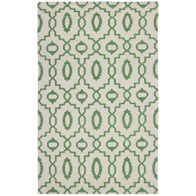 Tapis géométrique en laine tissé à la main Rodgers, Rectangle 9 pi x 12 pi
