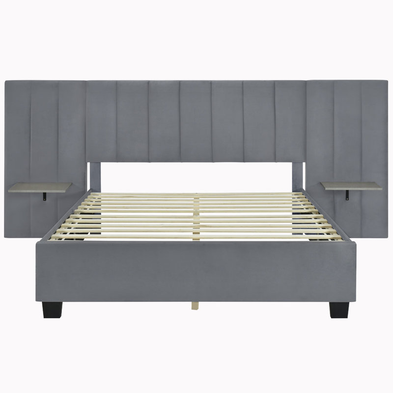 Anyston Upholstered Platform Bed, Queen, Gray