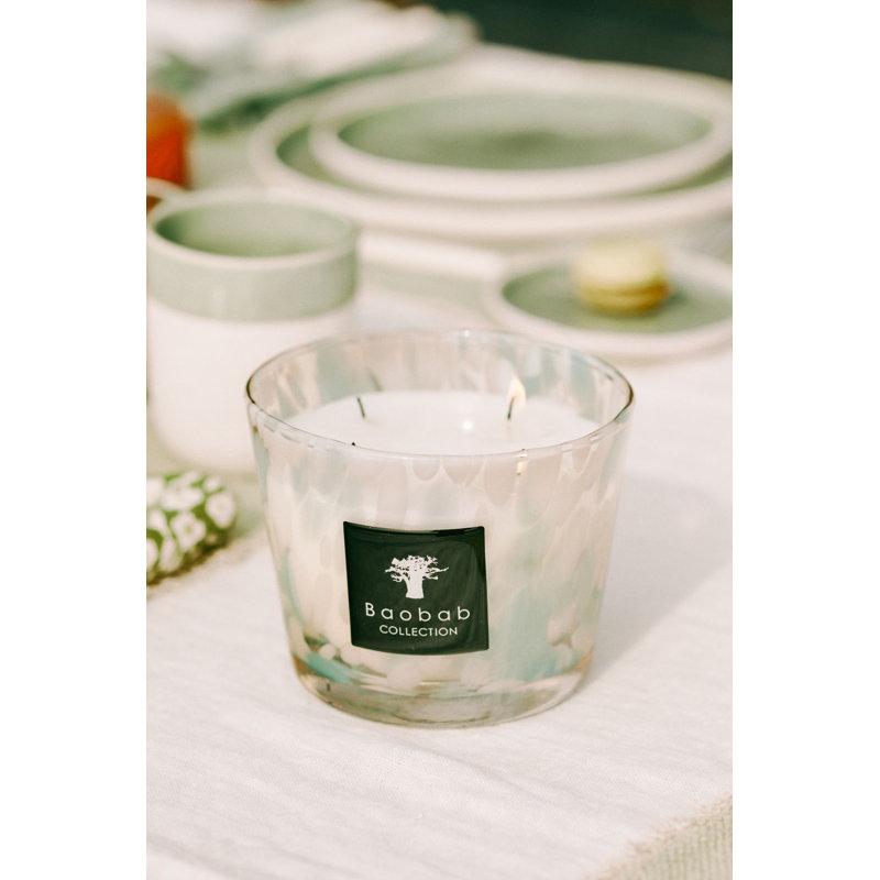 Pearls Sapphire Candle, 3.9" H x 5.07" W x 5.07" D