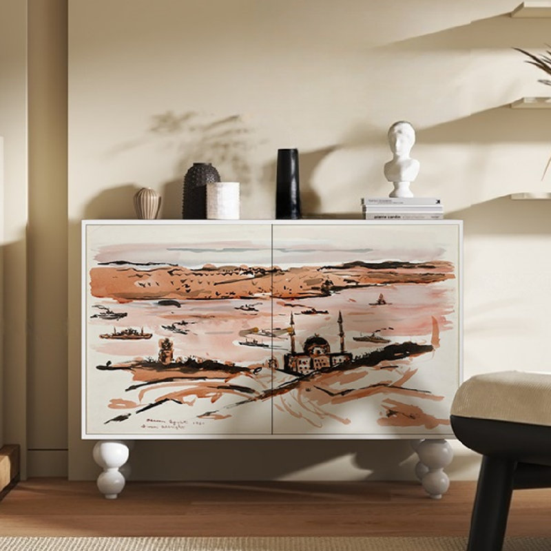 Armoire décorative à double porte et console de rangement, Blanc