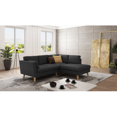 Corner Sofa with Wooden Legs In Scandinavian Style 