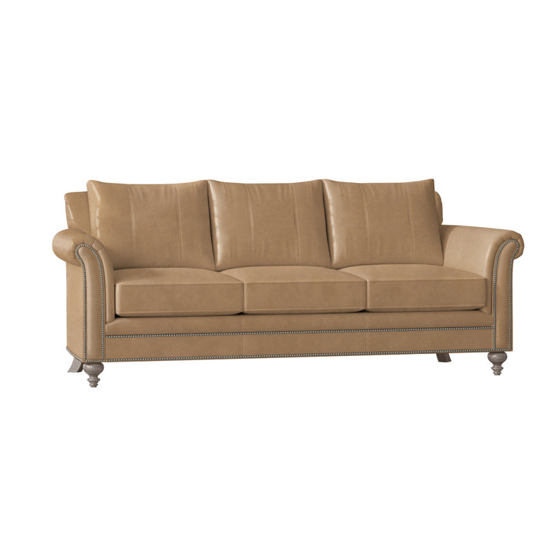 Richardson Sofa, Aline Fumo Genuine Leather, Mahogany, French Natural