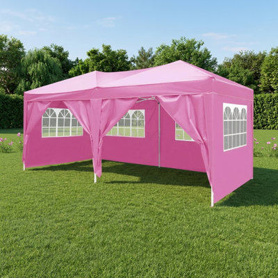 Portable Outdoor Folding Tent Measuring 10x20 Feet, Pop-Up Style, Includes 6 Removable Sidewalls, Carry Bag, and 4 Weight Bags