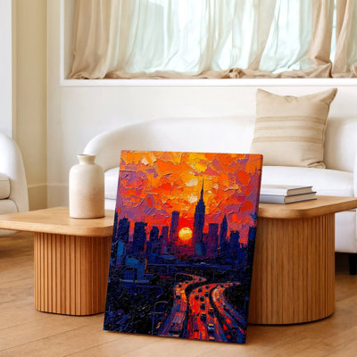 Abstrait, ville, lampadaire, silhouette, moderne, impression sur toile, abstrait ville urbaine moderne, décor de maison pour le salon, chambre, bureau, couloir, galerie, décoration murale
