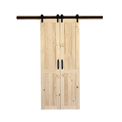 84'' Solid Wood Paneled without Installation Hardware Kit Barn Door