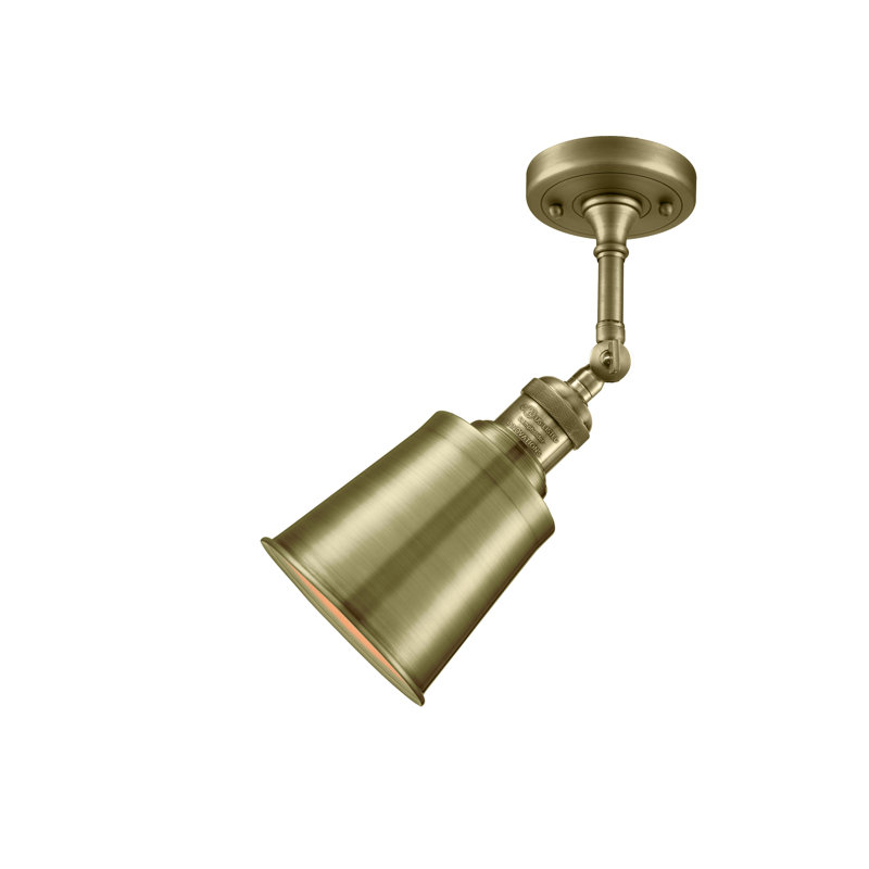 Lavender Hill Semi Flush Mount, Antique Brass, 6 Watt Vinage LED Bulb