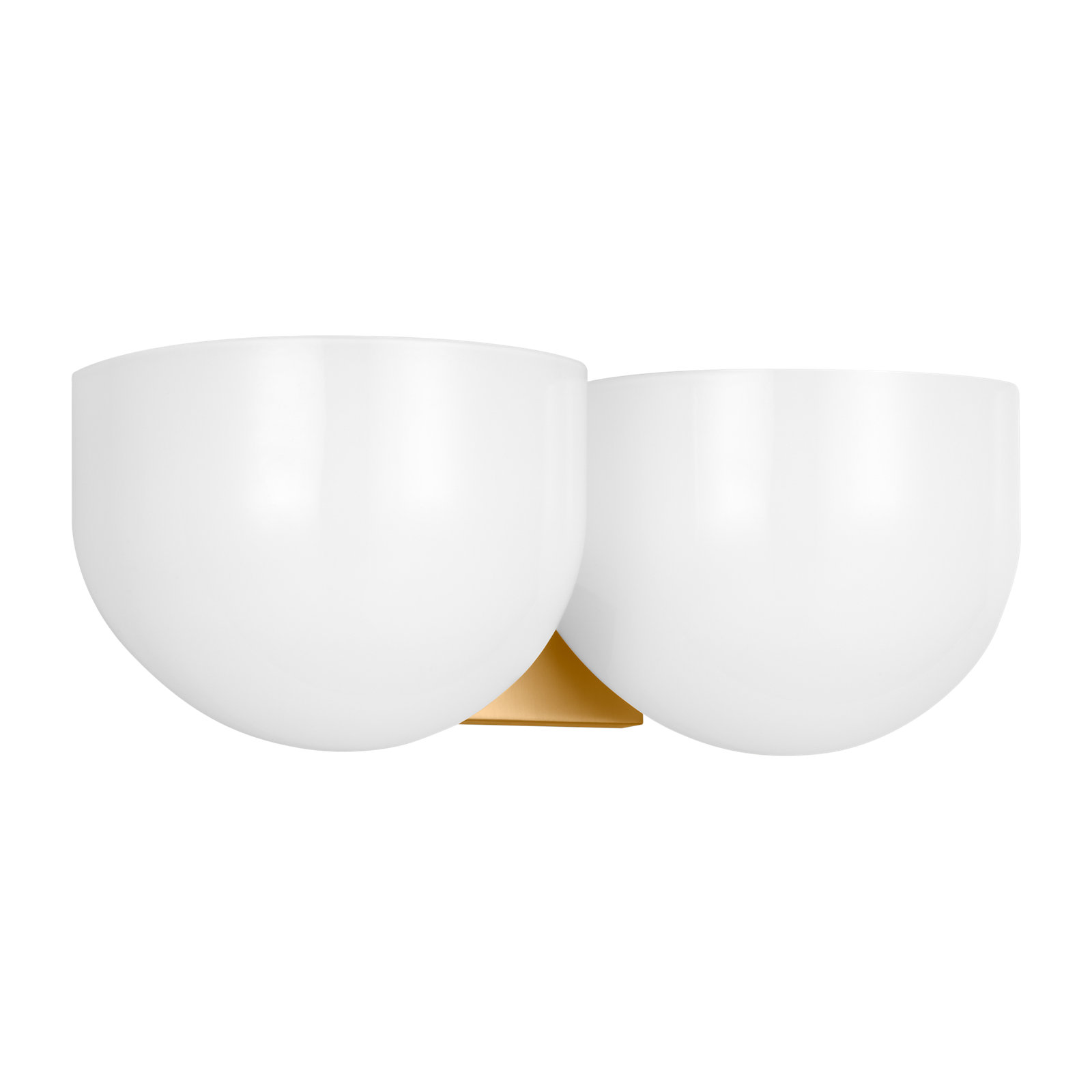 2 Light Frosted Dimmable Vanity Light, Brushed Brass