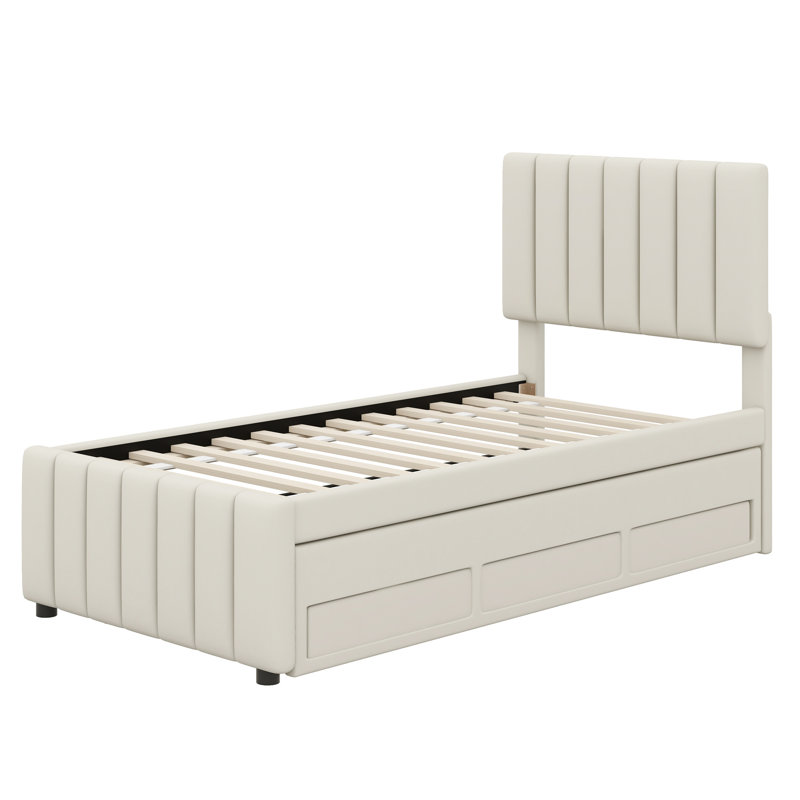 Suoma Upholstered Panel Storage Bed, Beige