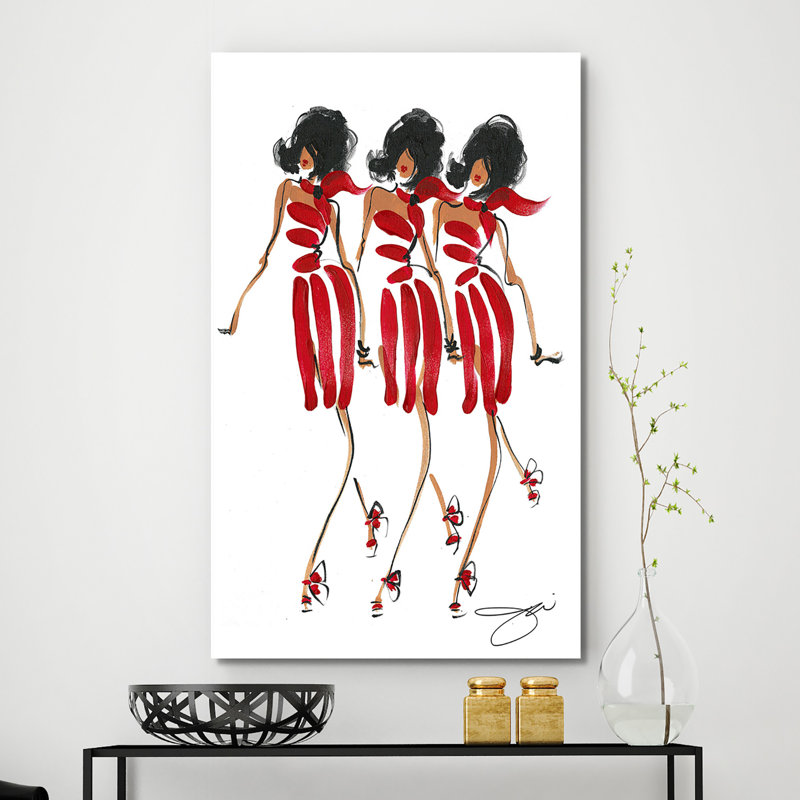 Girl Group - Print on Canvas, Wrapped Canvas, 30" H x 18" W x 1" D