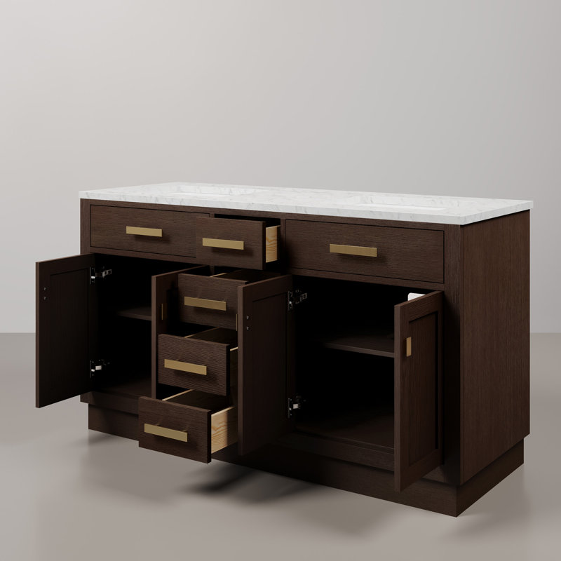 Meuble-lavabo double 60 po Allencoe, Chêne brun