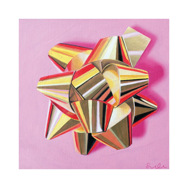 Gold Giftbow - reproduction d'art murale - toile tendue