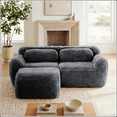 Upholstered 80.4 " L-Shaped Sectional with Ottoman