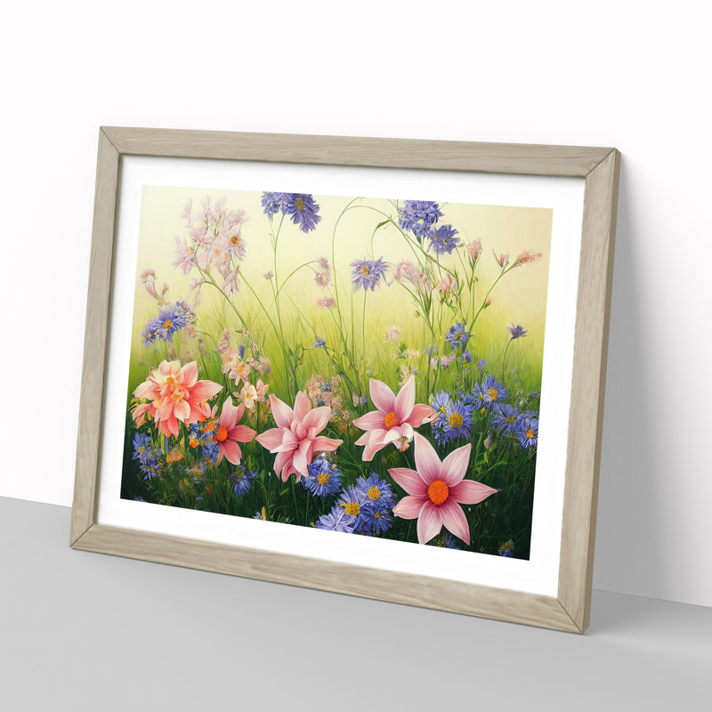 Joyful Wild Flowers - Single Picture Frame Print, Oak Framed, 46cm H x 64cm W x 2cm D