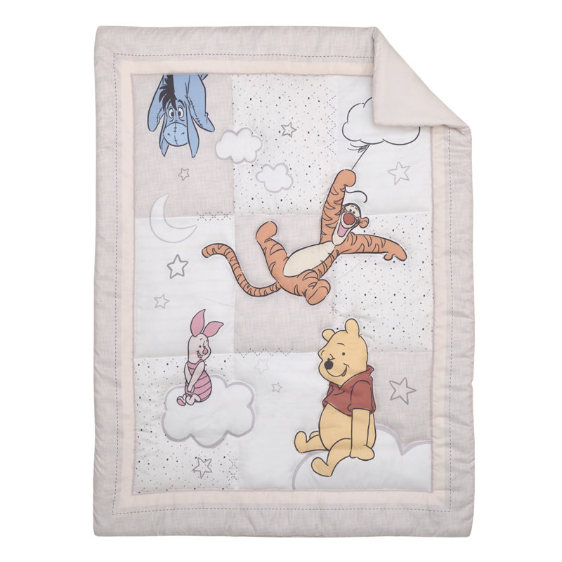 NoJo Disney Winnie the Pooh - Blustery Day Clouds with Piglet, Tigger and Eeyore 3 Piece Nursery Crib Bedding Set 