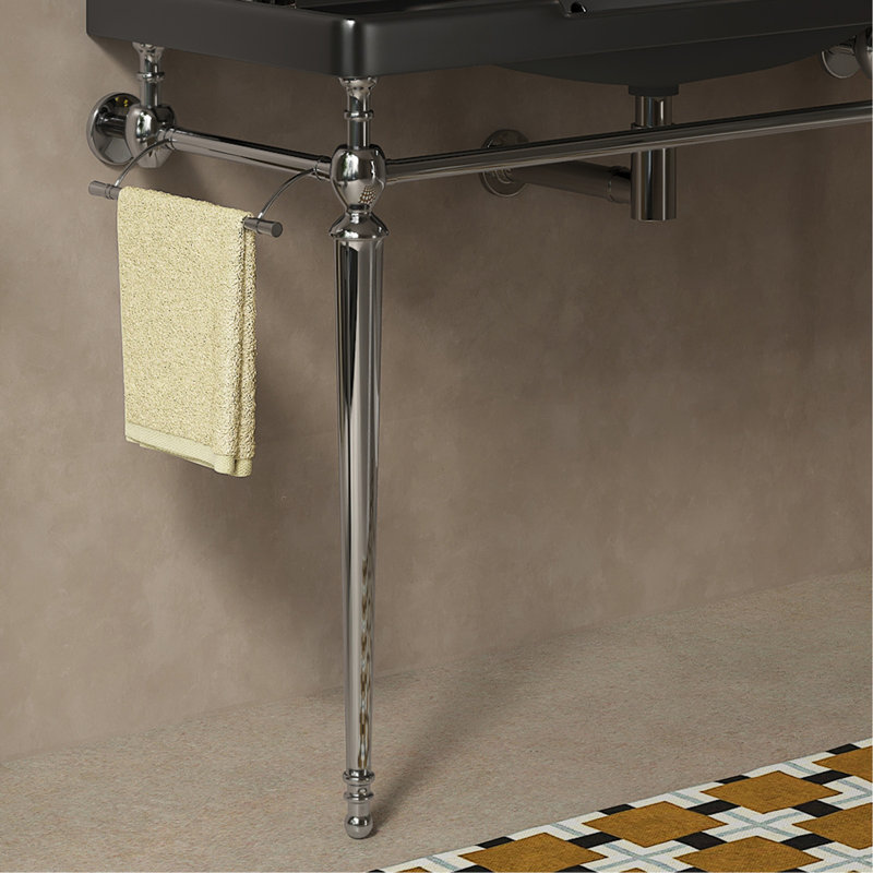 Pied de meuble-lavabo autoportant de 48 po en fer, sans lavabo et robinet, sans couvercle et drain de lavabo, chrome