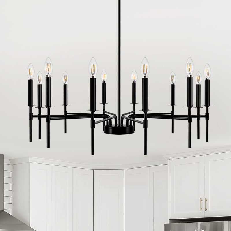 Lustre d'îlot de cuisine à intensité variable, 8, Noir