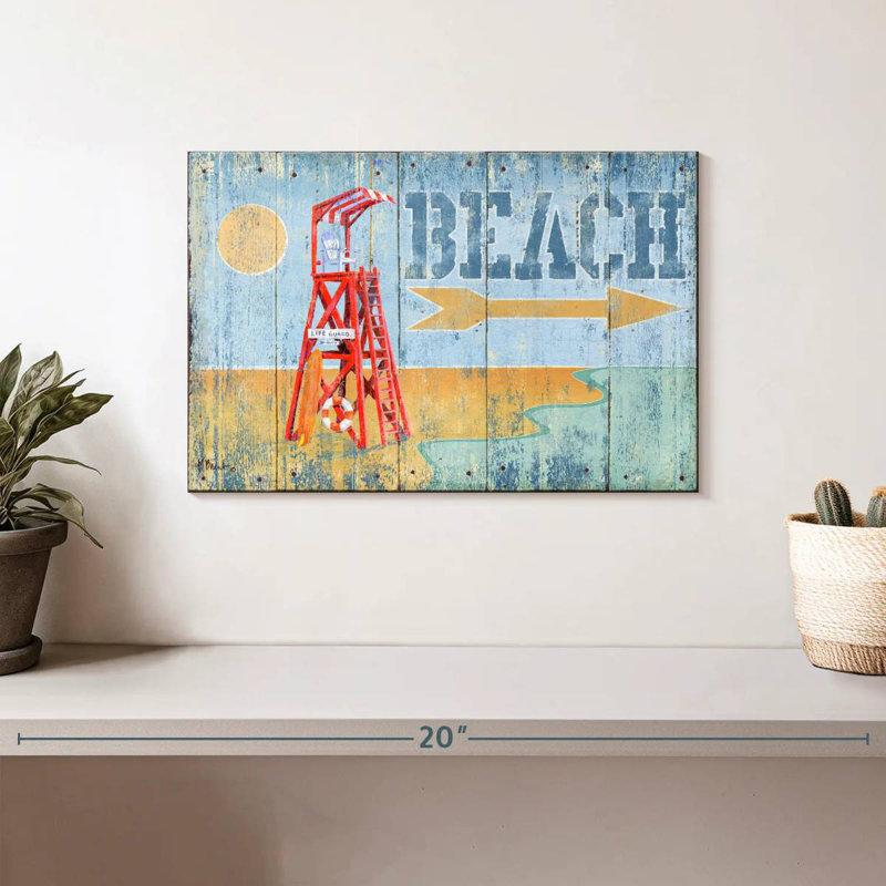 Beach Watch Distressed Wall Sign, 8" H x 12" W