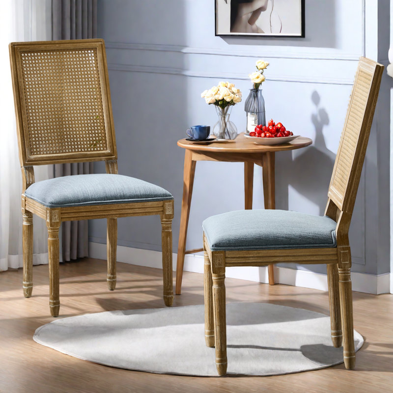 [Set Of 2] French Country Dining Chairs, Blue