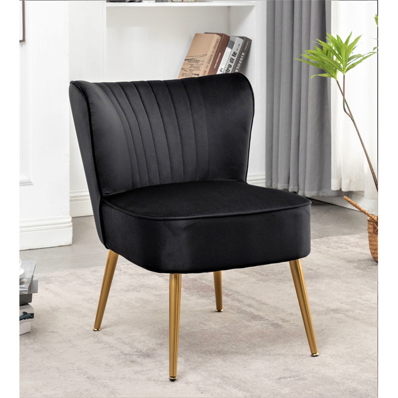 Upholstered Slipper Chair, Black