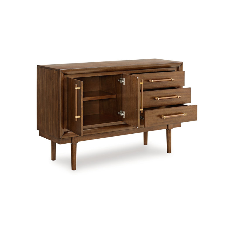 Jeyn Dining Room Server With 3 Drawers And Fixed Shelf, Brown Hardwood