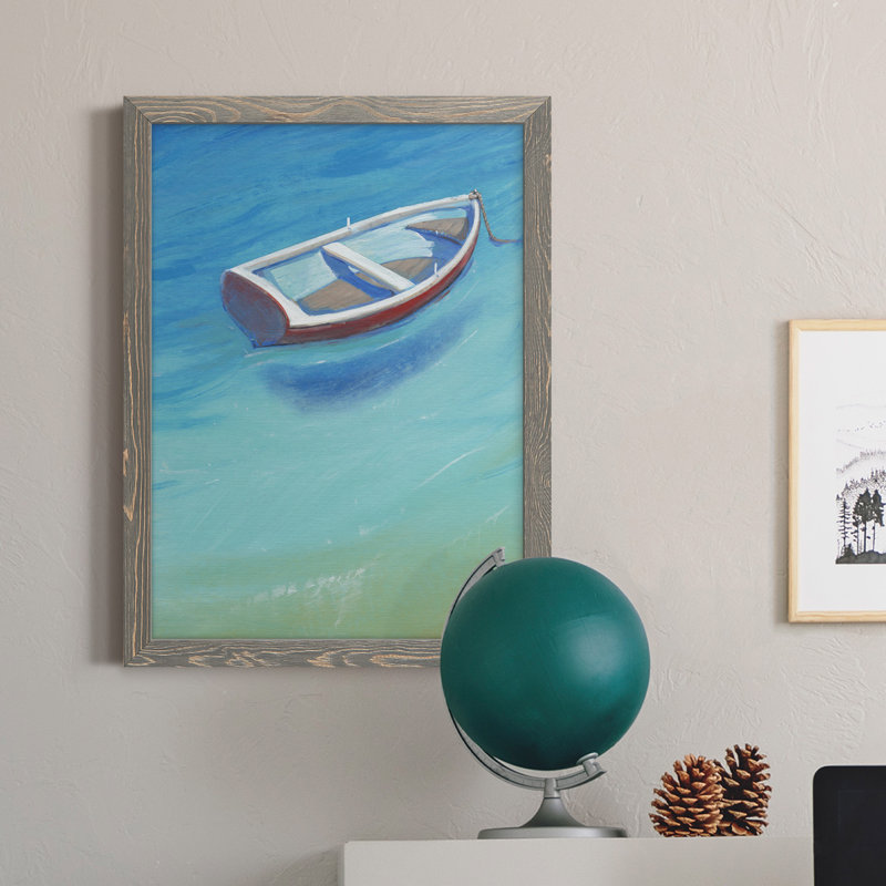 Toile encadrée de qualité supérieure Anchored Dingy II - prête à être accrochée, H 20 po x l 24 po x P 1 po, Encadré gris