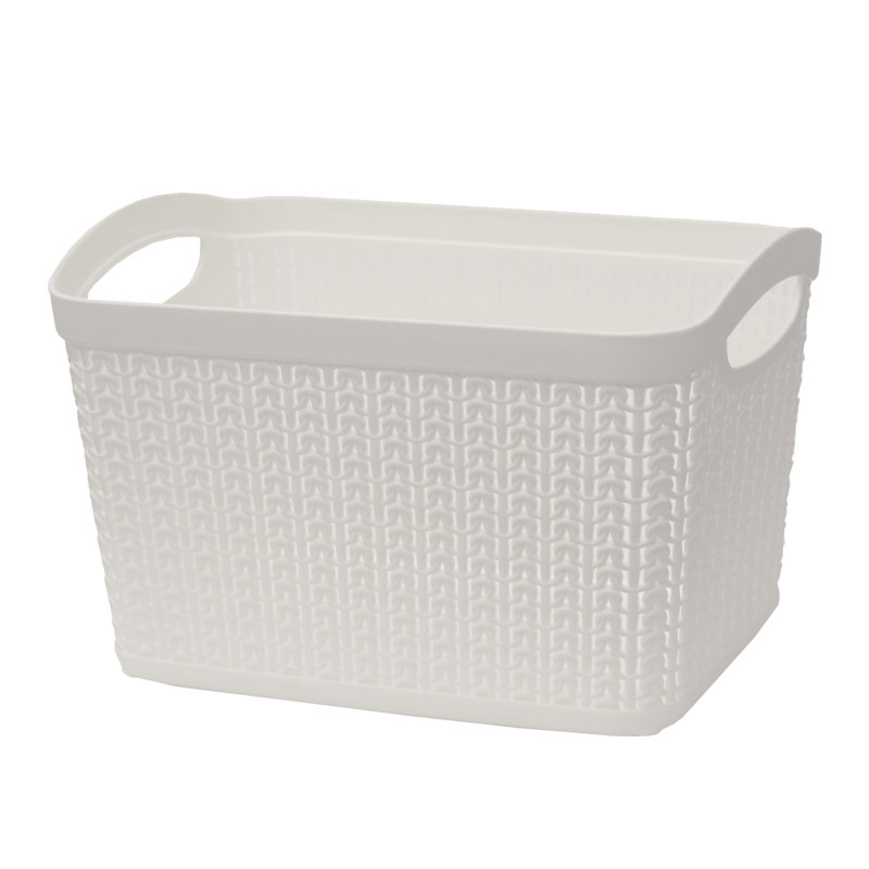 JVL Plastic Decorative Basket, White