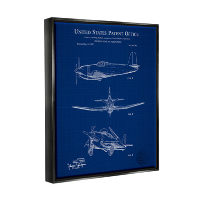 Schéma de l'avion Blueprint, giclée sur toile, par Karl Hronek