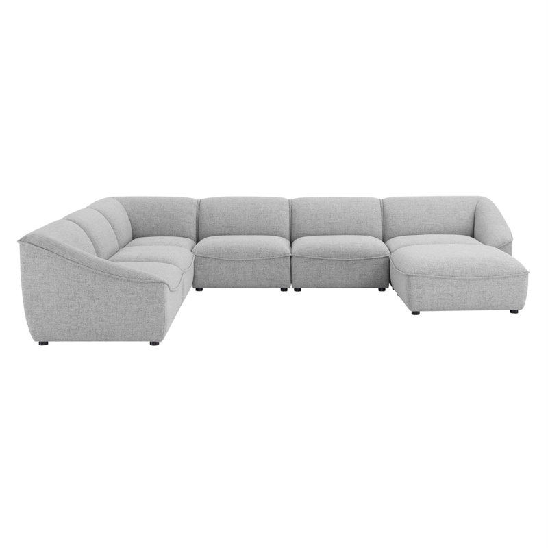 Canapé modulaire 7 pièces Comprise, Velours gris pâle