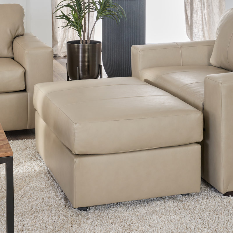 Repose-pieds en cuir Latitude Run® Caro, Beige