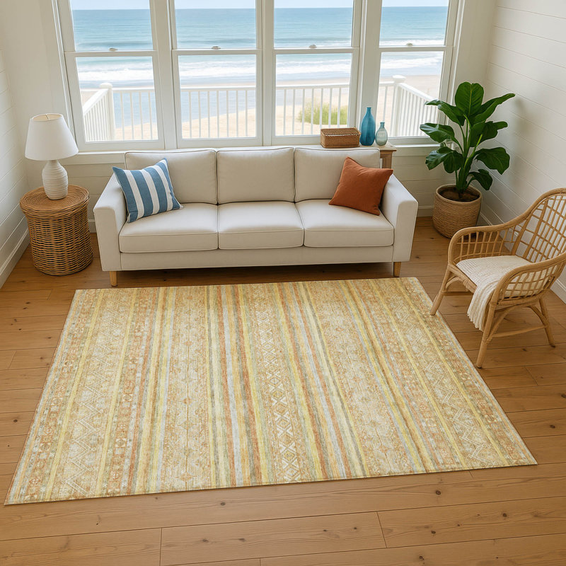 Premium Machine Washable Baford AMF1653 Stripes Rug, Rectangle 10' x 14'
