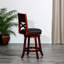 Tabouret tournant 30 "en cerisier avec siège en tissu gris anthracite - Finition assise luxueuse et acrylique-91321748