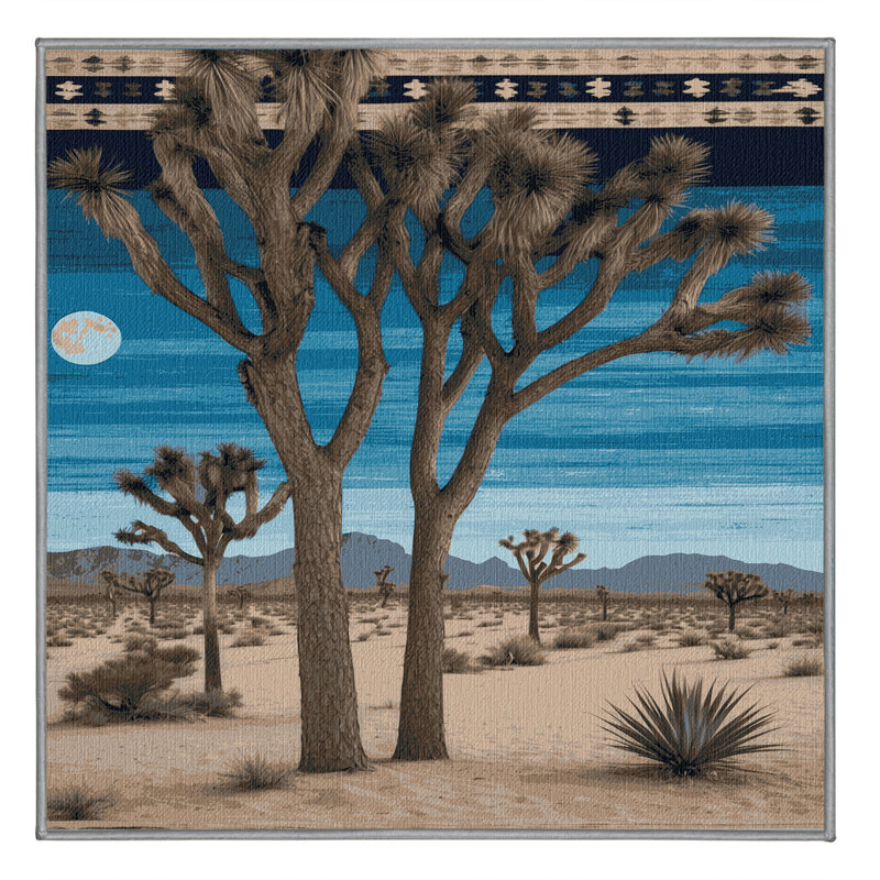 Washable Joshua Tree Southwestern Area Rug, Square 5'