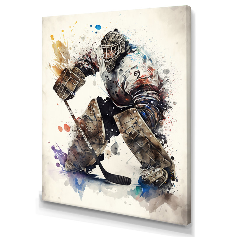 Hockey Hockey Gardien V - Impression sur toile, H 32 po x l 24 po x P 1 po, Toile tendue