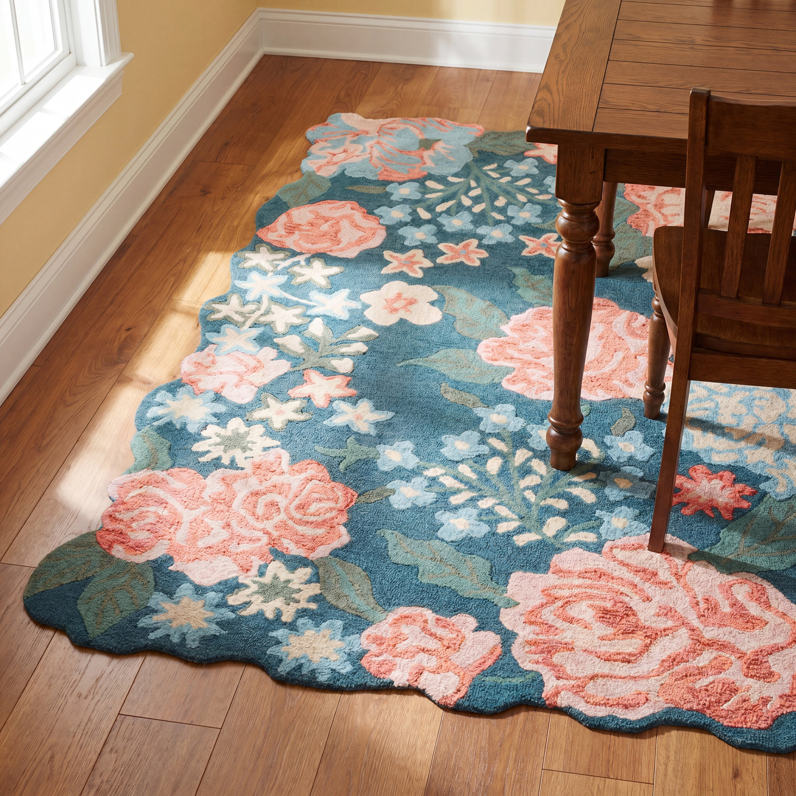 Hand-Tufted Wool Floral Rug, Rectangle 9' x 12'