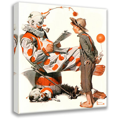 «Off Duty Clown» par Norman Rockwell, toile tendue avec châssis